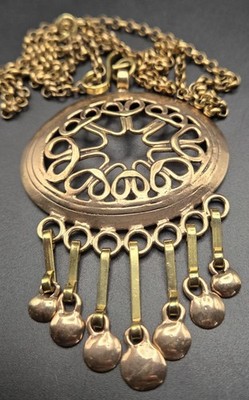 Vintage Eivind Hillestad Norway Bronze Pendant Kari Sløtte Modernist K-51 Chain 