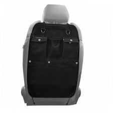 Black Car Seat Back Organizer with Multiple Pockets and Hooks black