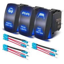 3 Pack 5 Pin Rocker Switch Rear Bumper Roof LED Light Bar Toggle Switch