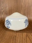 Vintage Milk Glass Ceiling Light Schoolhouse Globe Shade Blue Floral Pattern