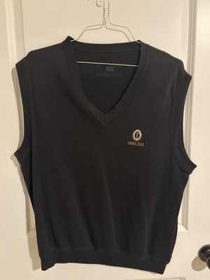 Cutter & Buck Men s XL Sweater Vest Navy/Black V-Neck Torrey Pines Golf Cotton