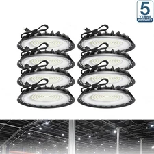 8 Pack 500W UFO Led High Bay Light Industrial Commercial Warehouse Garage Light