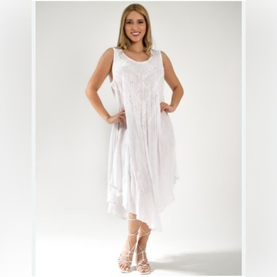 Exist White Asymmetrical Scoop Neck Sundress