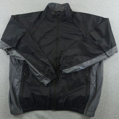 Nike Golf Rain Jacket Men Large Black Gray Packable Waterproof Windbreaker Nylon