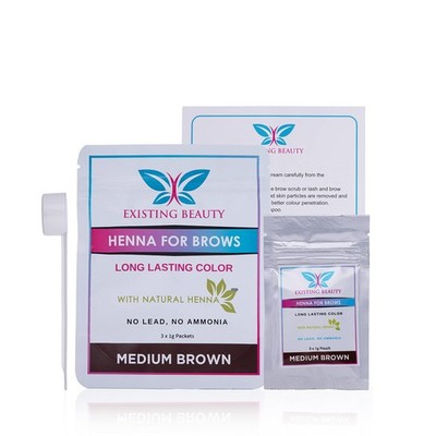 Medium Brown Eyebrow Henna Tint for 3 Count (Pack of 1), 