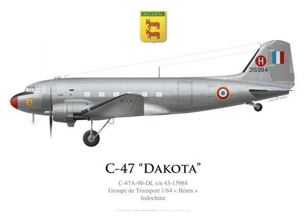 Print C-47 Dakota, GT 1/64 "Béarn", Indochine (par G. Marie)