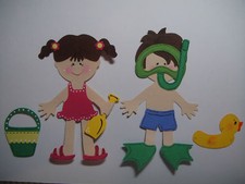 BEACH KIDS Paper Dolls/ CRICUT/ Die Cut