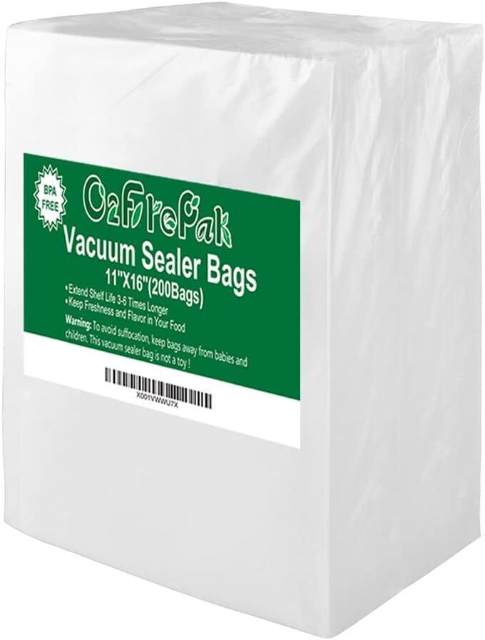 200-Gallon Heavy-Duty BPA-Free Vacuum Sealer Bags 11x16 Inches