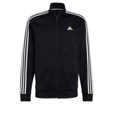 Adidas Men Black Essentials Warm-Up 3-Stripes Full Zip Track Jacket SZ: 5XL NWT