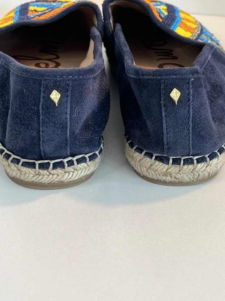 Mocasines alpargata Sam Edelman con cuentas planos MARIS talla 9,5 gamuza azul marino usados en excelente estado Foto 4 de 4