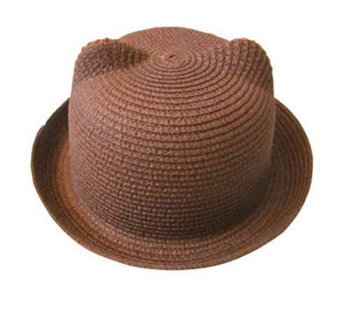 Girls Boys Straw Hat Cute Cat Ears Bowler Hats Cloche Cap Beach Sunhat - Picture 21 of 27