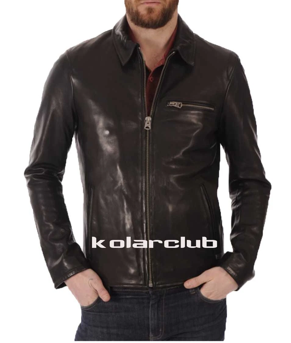 Men's Genuine Lambskin Leather Jacket Biker Motorcycle Mens Stylish Handmade Men