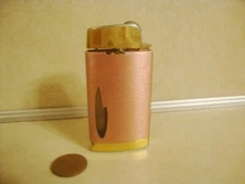 Vintage SCRIPTO Lighter See thru FLAME Fuel Window Brushed PINK Gold Trim!