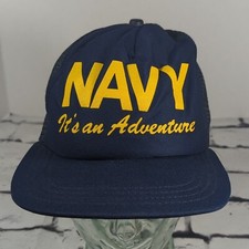 Navy Its An Adventure Vintage Snapback Trucker Hat Adjustable Cap Made in USA