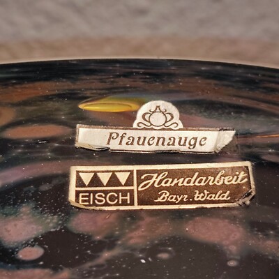 Fantastische grosse Glas Schale Erwin EISCH Pfauenauge Label wie Muranoglas Vase