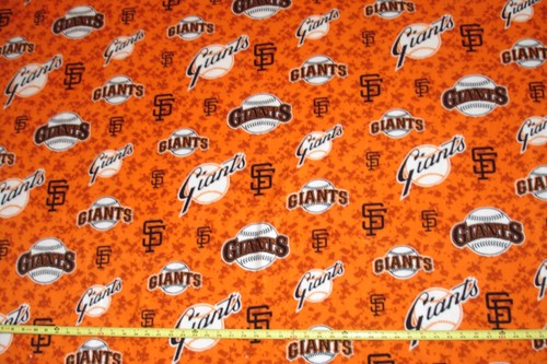 SAN FRANCISCO SF GIANTS MLB BASEBALL ORANGE FLEECE Fabric 1.7 YARDS 60