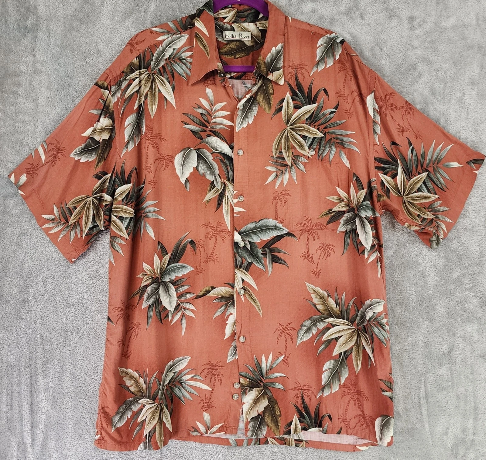 Hollis River Shirt Mens Extra Large Coral Hawaiian Beach Casualcore Button Up