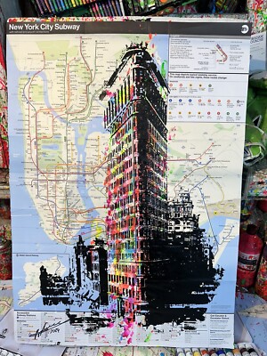 Flat Iron Building Manhattan Made On Original New York Subway Map Hand Made