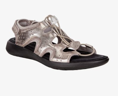 Ecco Soft 5 Womens Sz 42 US 11 N Sandals Gold Toggle Front Hook Loop Slingback