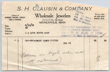 Minneapolis Billhead H. Clausin & Co. Jewelers Butte, MT Leys Jewelry 5/10 1919