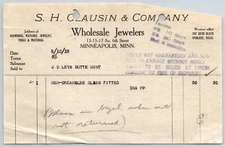 Minneapolis Billhead H. Clausin & Co. Jewelers Butte, MT Leys Jewelry 5/10 1919