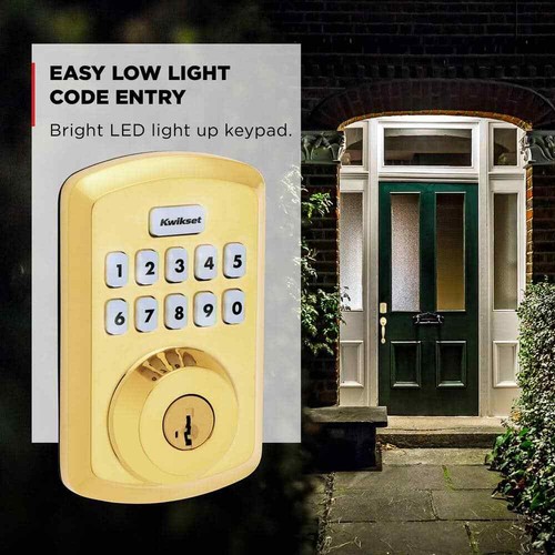 Kwikset Powerbolt 250 10 Tasten Tastatur Lifetime Messing poliert Übergang - Bild 9 von 10