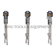 KING 15" EXTENDED REACH LOCKING PLIERS, Extra Long Straight 45 90 Deg. Bent Jaws