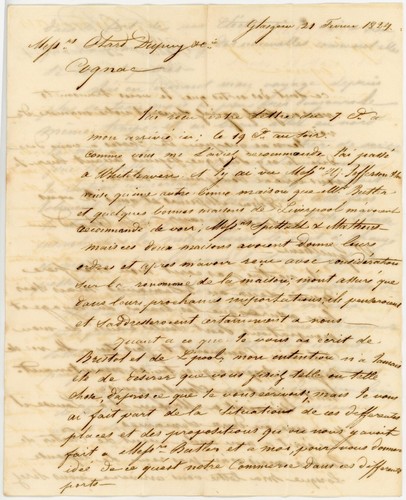2 LETTERS 1824 + 1835 to COGNAC ANGLETERRE PAR CALAIS + PAID GLASGOW RED + BLACK - Picture 4 of 8