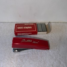 Vintage Bostitch Mini Stapler and box of 1000 bostitch staples Made in Hong Kong