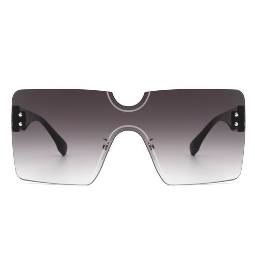 Oversized Square Fashion Sunglasses - Unisex Retro Flat Top Rimless Large Gafas - Picture 5 of 26