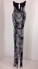 NWT White House Black Market Womens Palm Print Jumpsuit Blk/Wht SZ 6 140