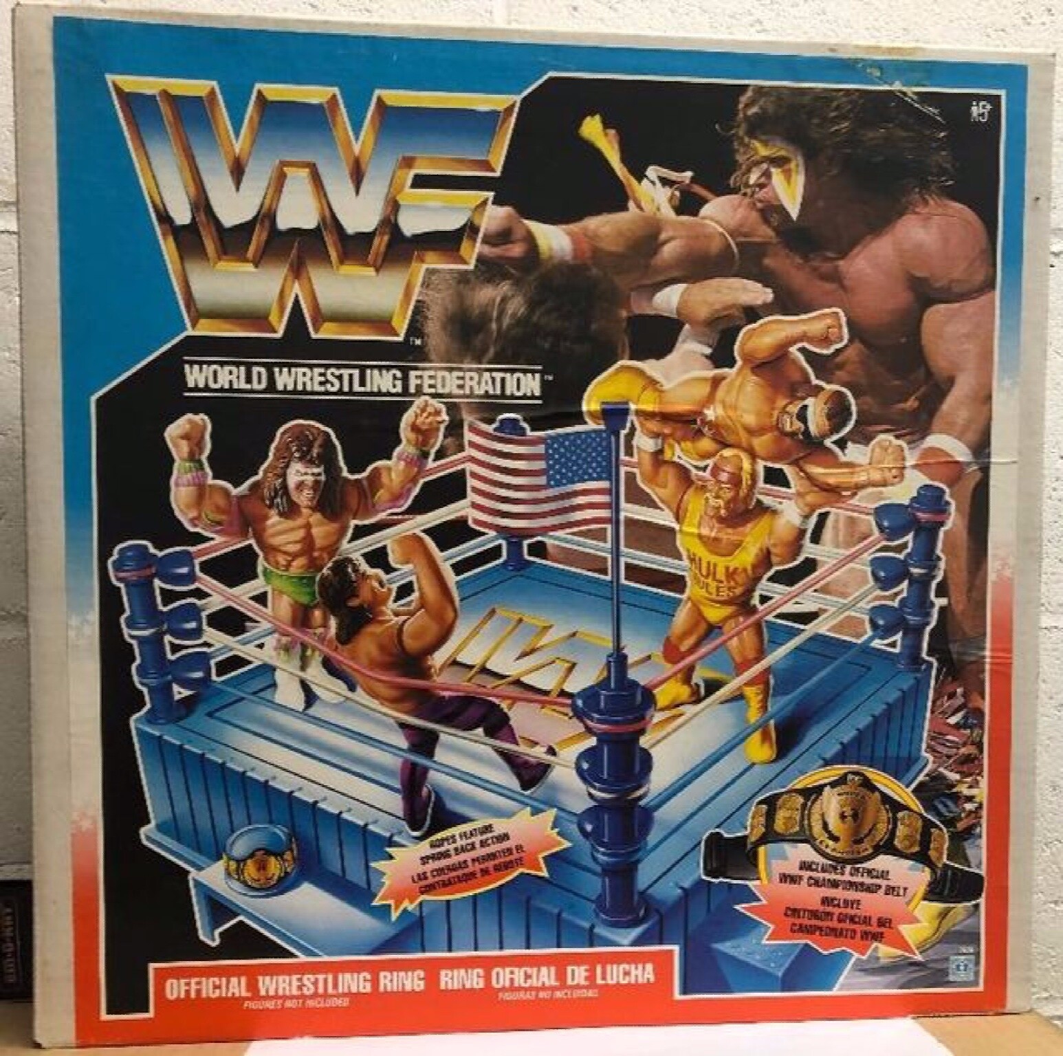WWF Hasbro Official Wrestling Ring Championship Mint In Open Bilingual Box WWE
