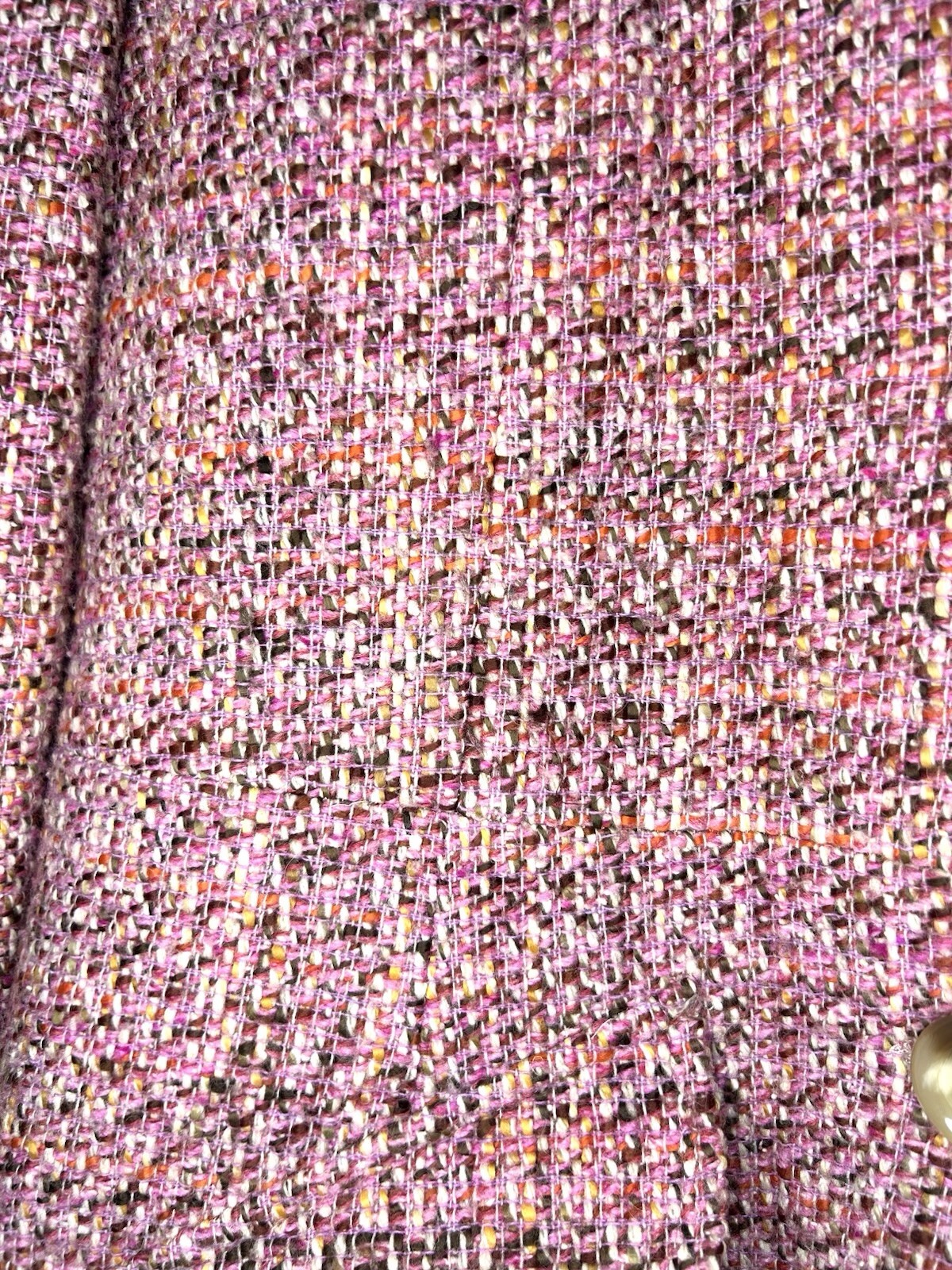 NEXT Wool Coat Womens 14 Pink Speckled Including Brown Red Yellow Button Fasten image 2