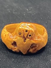 Hand Carved Claddagh Ring Pear Wood Sz 14.5