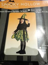 SPECIAL Halloween Costume  " Neon Green Spider Witch" Large Ages 9-13 New