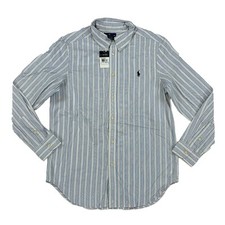 Polo Ralph Lauren Boy's Button-Down Shirt - White w/ Blue, Black Vertical Stripe