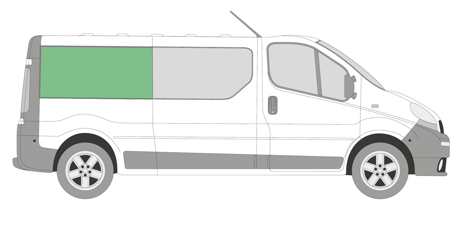 Offside/Right Rear 1/4 Fixed Window Glass Vauxhall Vivaro 2001-2014 LWB Tinted