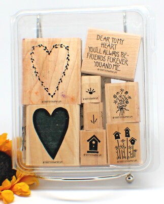 Dear to My Heart~ Stampin Up Retired 1997 Birdhouses Hearts Expressions, Set 8 