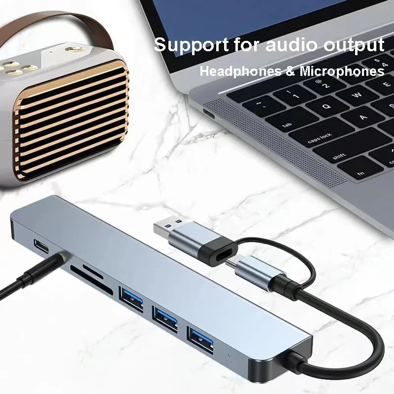 USB HUB With Reader USBC Port USB 3.0 / 2.0 Splitter Card Reader Docking Station USB HUB With Reader USBC Port USB 3.0 / 2.0 Splitter Card Reader Docking Station