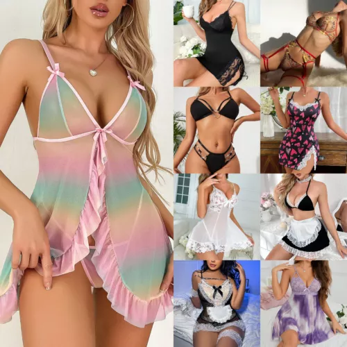 Women's Sexy-Lingerie Babydoll G-string Sleepwear Underwear Lace Dress Nightwear