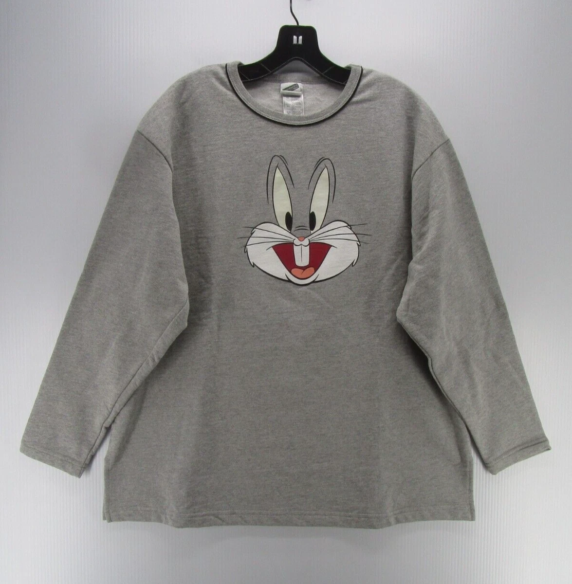 VINTAGE Warner Bros Sweatshirt XL Gray Bugs Bunny Crewneck Graphic Print USA 90s