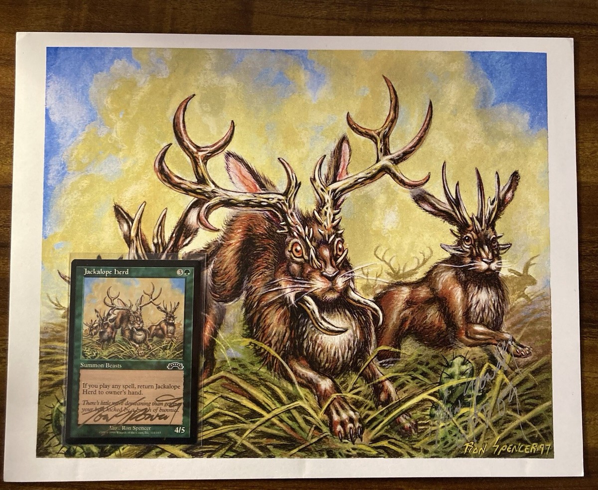 MTG✨Artist Signed JACKALOPE HERD Art Print/Card✨Exodus NM/M 1997
