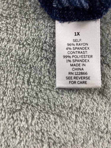 Dress Barn Womens 1X Blouse Dark Blue Plaid Hem Rayon Mix C5 - Picture 9 of 10
