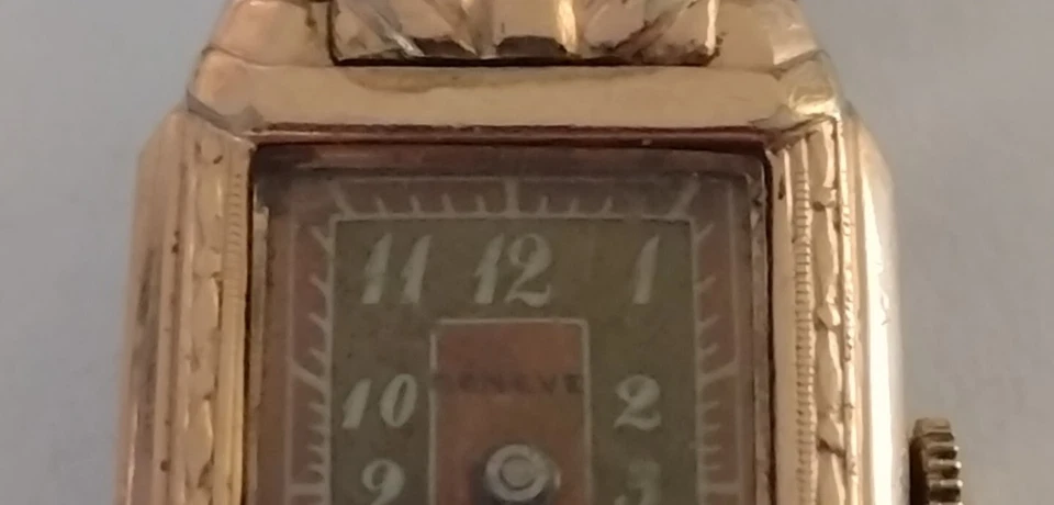 Geneve Rectangular Bronze Colored Woman's Watch 12k Gold Filled 1940 As Is  - Image 3 of 4