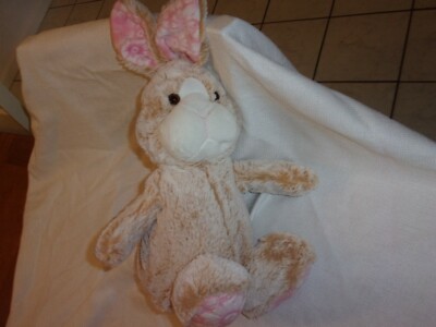 Animal Adventure Plush Bunny Rabbit Brown Tan Pink Flowers Daisy Stuffed Animal 