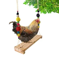 Chicken Swing and Perch - Handmade Wood Stand Coop Toy for Hens - Accessories...