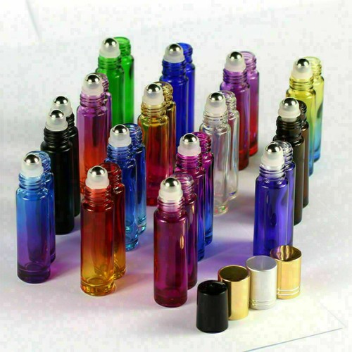 10ml Empty Glass Roll on Bottle Metal Roller Ball Essential Oil Bottles 1~50X - Picture 4 of 25