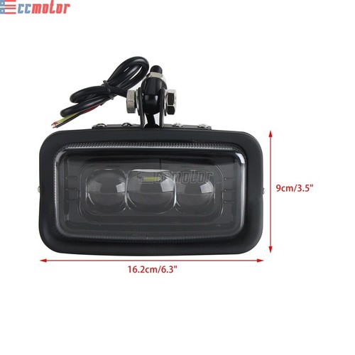 LED Square Headlight White High/Low Beam Assembly For Harley Cafe Racer Chopper - Picture 3 of 10