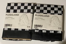 Drawstring Black&White Check Pattern Backpack Ikea Pluggland 505.359.00 Set Of 2