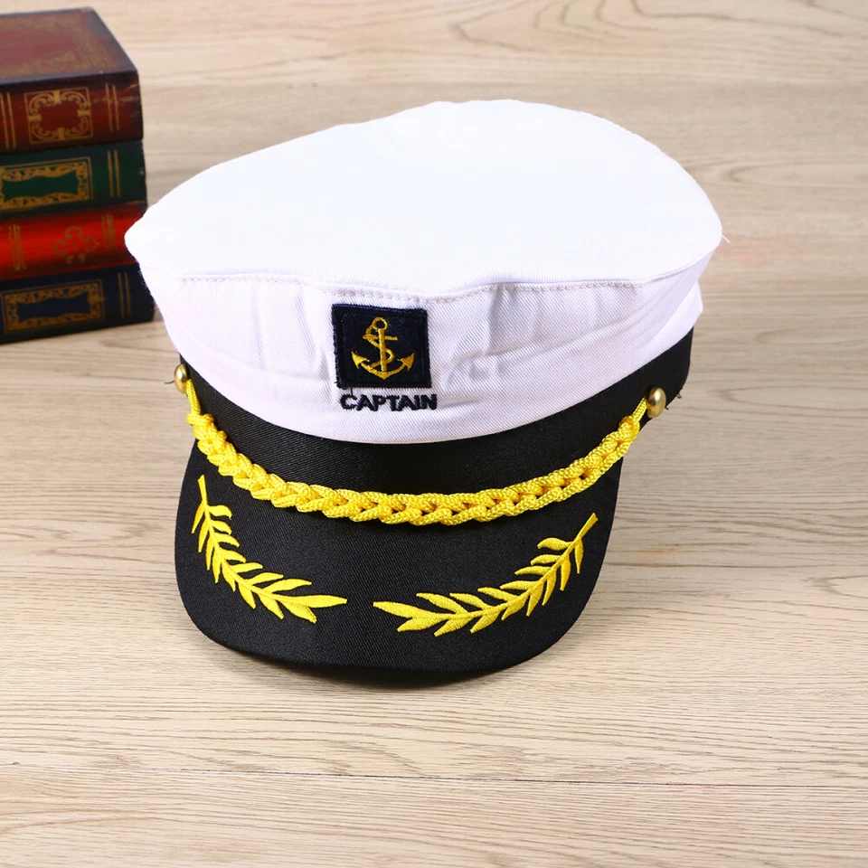 Captain Hat Marine Admiral Cap Boat Ship Hat Sailor Navy Men Costume Hat Admiral - Image 4 of 4